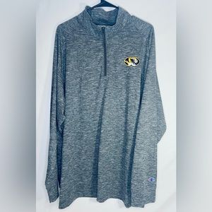 NEW Mens Champion Missouri Tigers Half-Zip Long Sleeve Pullover | Gray 2XL
